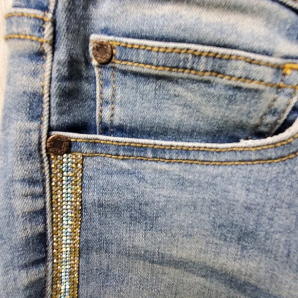 Soft Surroundings Jeans Womens Size 10p Skinny Ankle Glitter Stripes On Sides - Picture 3 of 11